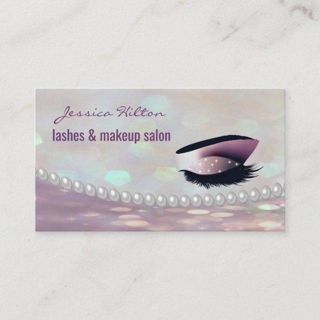 Tarjeta De Visita ojo de maquillaje de perlas de bokeh glamoroso pro (Anverso)