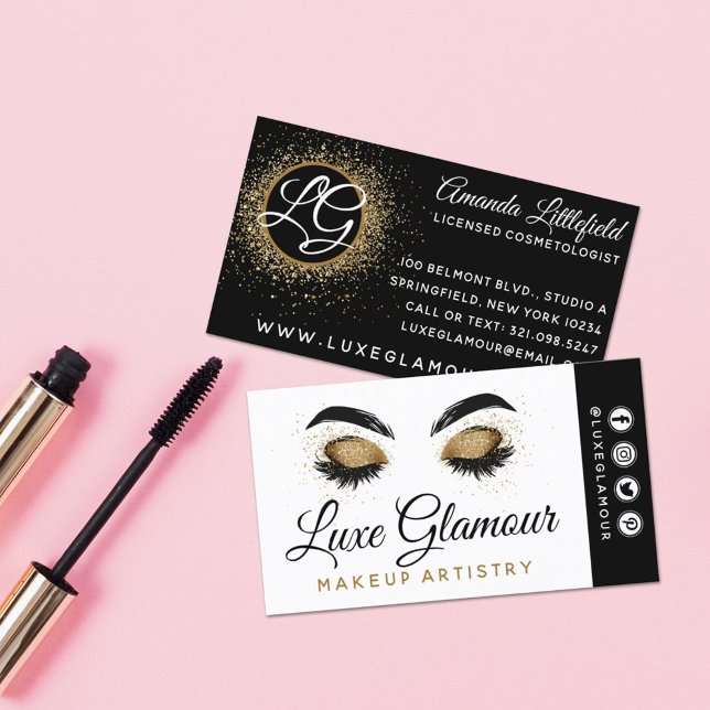 Tarjeta De Visita Ojo Glamoroso con brotes Bar de belleza Social (Subido por el creador)