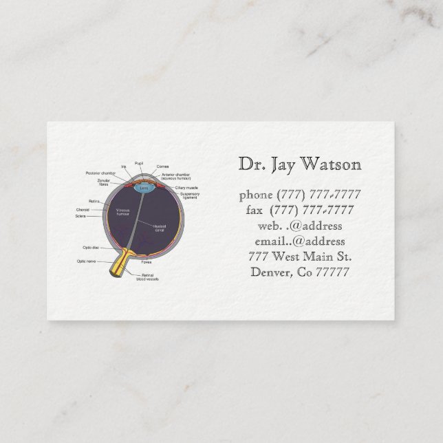 Tarjeta De Visita Ojo Oftalmólogo Optometrista (Reverso)