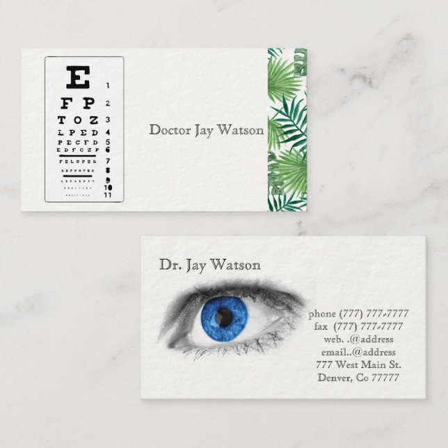 Tarjeta De Visita Ojo Oftalmólogo Optometrista (Anverso / Reverso)
