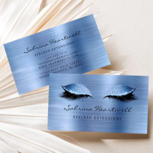 Tarjeta De Visita Ojos Brillantes Extensiones de Pestañas Azul Pálid