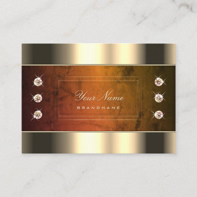 Tarjeta De Visita Ojos capturando oro con mármol Naranja y diamantes (Anverso)