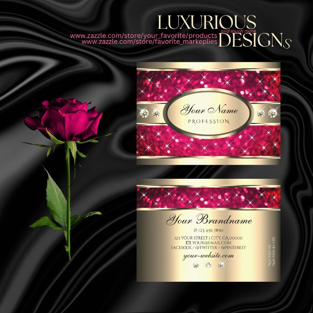 Tarjeta De Visita Ojos capturando oro Purpurina rosado Diamantes Bri (Subido por el creador)