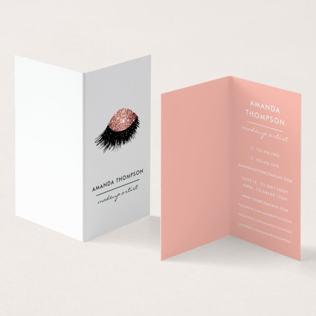 Tarjeta De Visita Ojos con brillo de oro rosa (Interior y exterior)
