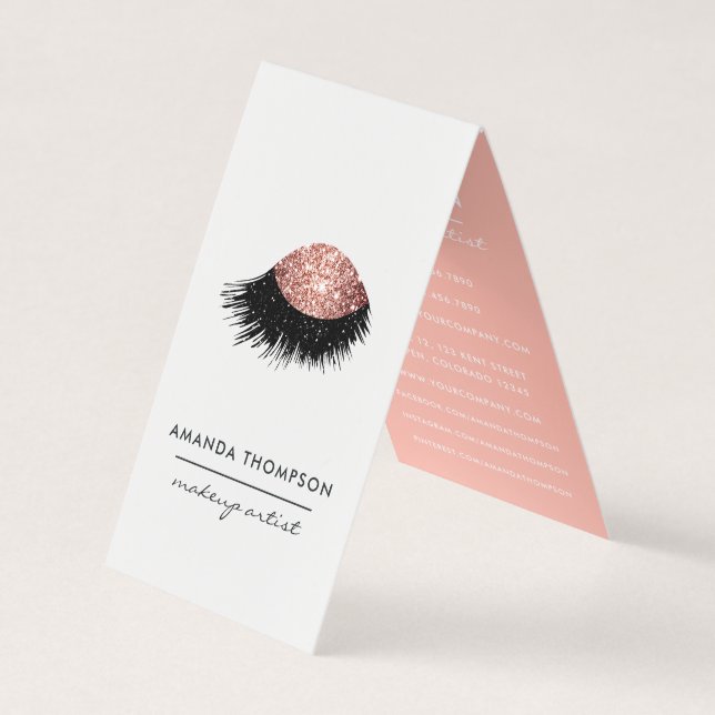 Tarjeta De Visita Ojos con brillo de oro rosa (Anverso)