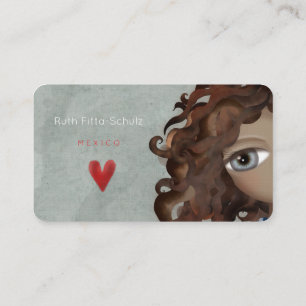 Tarjeta De Visita Ojos enormes adorables pelo rizado - Ruth Fitta-Sc