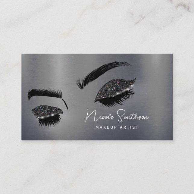 Tarjeta De Visita Ojos purpurinas Cepillados Artista Metalizado de m (Anverso)