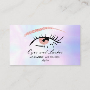 Tarjeta De Visita Ojos y pestañas Rosas Purpurinas de oro