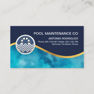 Tarjeta De Visita Ola de natación grunge oro agua azul