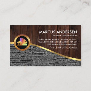 Tarjeta De Visita Ola de oro de la pared de piedra de madera de made