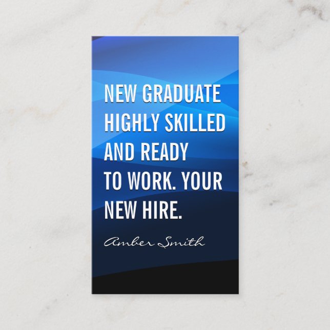 Tarjeta De Visita Olas abstractas azules | recién graduado (Anverso)