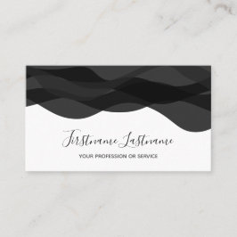 Tarjeta De Visita Olas abstractas en blanco y negro de calligrafía