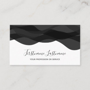 Tarjeta De Visita Olas abstractas en blanco y negro de calligrafía