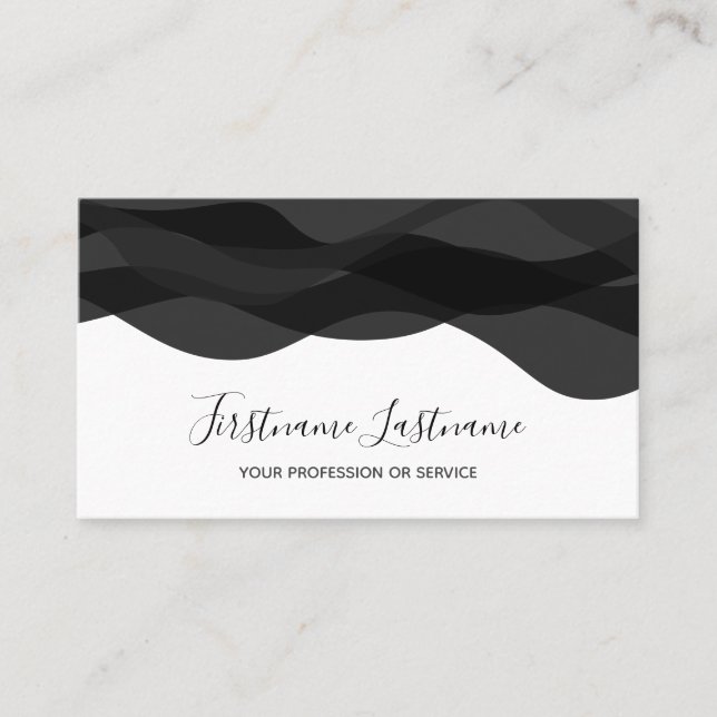 Tarjeta De Visita Olas abstractas en blanco y negro de calligrafía (Anverso)