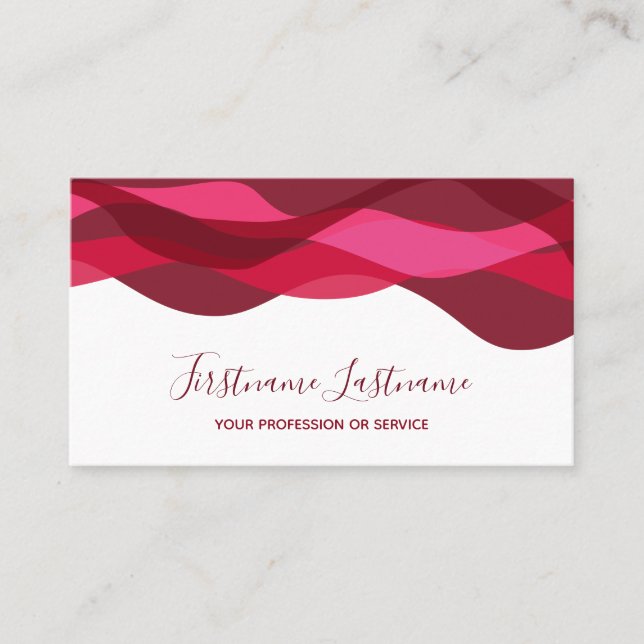 Tarjeta De Visita Olas abstractas rojas y violetas del negocio de la (Anverso)