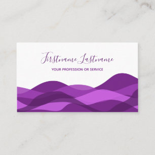 Tarjeta De Visita Olas abstractas violetas púrpura caligrafía negoci