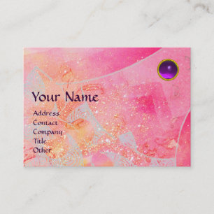 Tarjeta De Visita OLAS AMETHYST MONOGRAM, rosa brillante púrpura roj