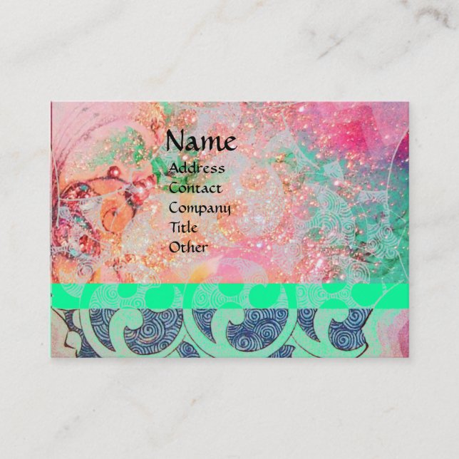 Tarjeta De Visita OLAS, azul rosa brillante (Anverso)