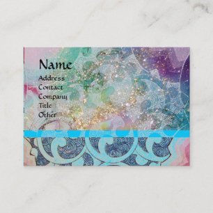Tarjeta De Visita OLAS, blanco brillante, verde azul