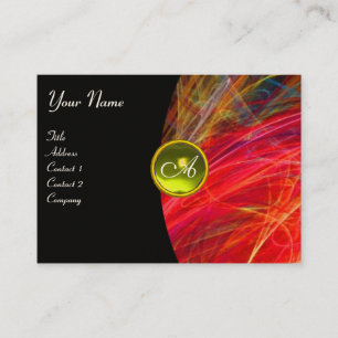 Tarjeta De Visita Olas de FOTON GEM monograma vibrante rojo amarillo