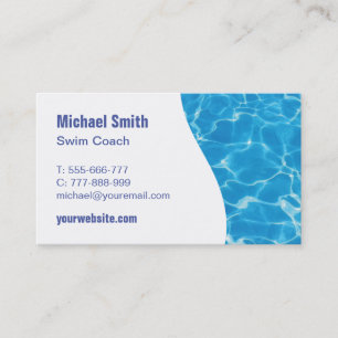 Tarjeta De Visita Olas de Piscina Profesor de Natación