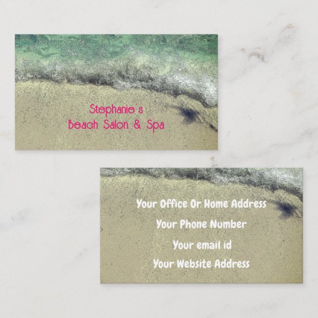 Tarjeta De Visita Olas de playa Océano rosa Artsy Salón Elegante (Anverso / Reverso)