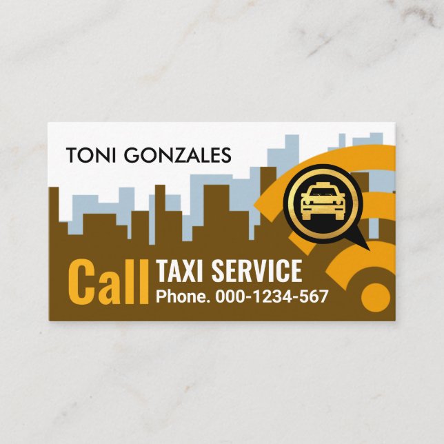 Tarjeta De Visita Olas de radio en taxi llaman a Cab (Anverso)