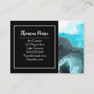 Tarjeta De Visita Olas de remolino azules, blancas y negras