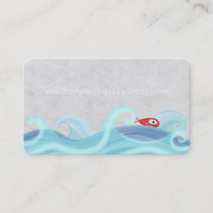 Tarjeta De Visita Olas de surf de peces rojos
