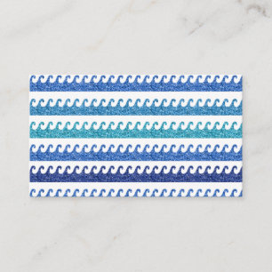 Tarjeta De Visita Olas del Océano Brillan Azul Brillante Surfista
