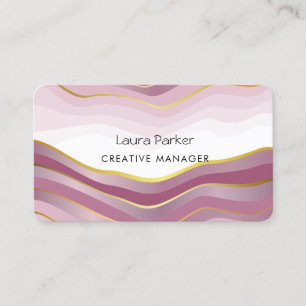 Tarjeta De Visita Olas del Océano Curvas Doradas Minimalistas Modern