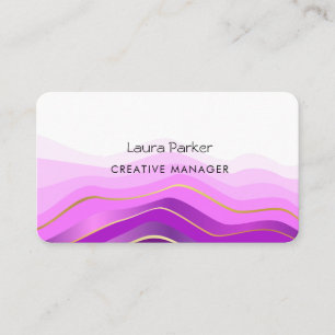 Tarjeta De Visita Olas del Océano Minimalistas Curvas Doradas Modern