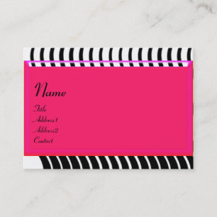 Tarjeta De Visita OLAS ESTILIZADAS MONOGRAMA , rosa negro y blanco