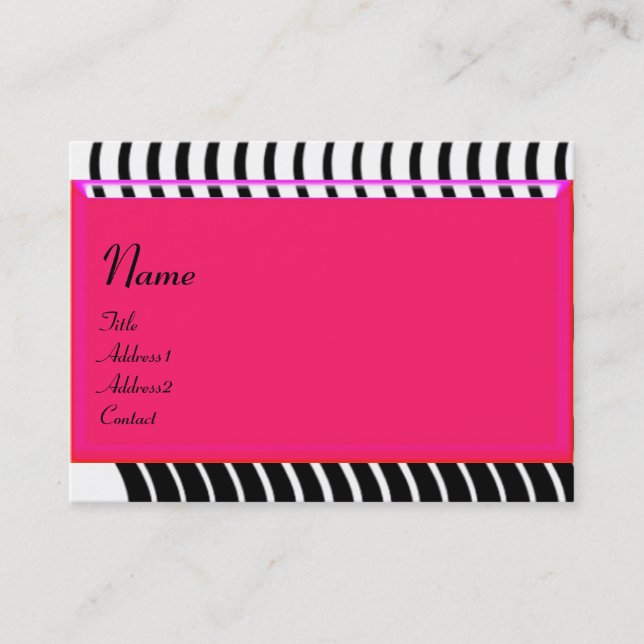 Tarjeta De Visita OLAS ESTILIZADAS MONOGRAMA , rosa negro y blanco (Anverso)