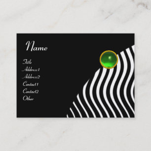 Tarjeta De Visita OLAS ESTILIZADAS MONOGRAMA , verde negro y blanco