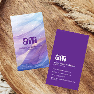 Tarjeta De Visita Olas holográficas azules y rosadas con lavanda