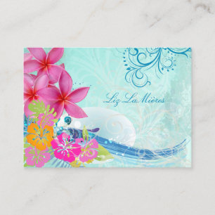 Tarjeta De Visita OLAS HULA/PLUMERÍA/HIBISCO de PixDezines