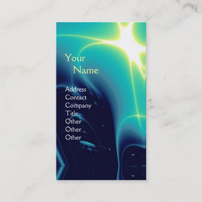Tarjeta De Visita OLAS LUMINOSAS 1MONOGRAM ,Aqua Blue, Turquase ,Ver (Anverso)