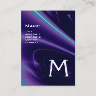Tarjeta De Visita OLAS LUMINOSAS 2 MONOGRAMAS azul violeta