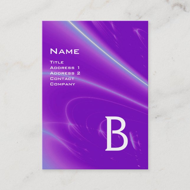 Tarjeta De Visita OLAS LUMINOSAS 2 MONOGRAMAS azul violeta (Anverso)
