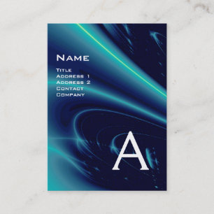 Tarjeta De Visita OLAS LUMINOSAS 2 MONOGRAMAS azul violeta