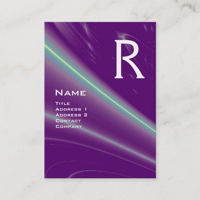 Tarjeta De Visita OLAS LUMINOSAS 2 MONOGRAMAS violeta y rosa (Anverso)