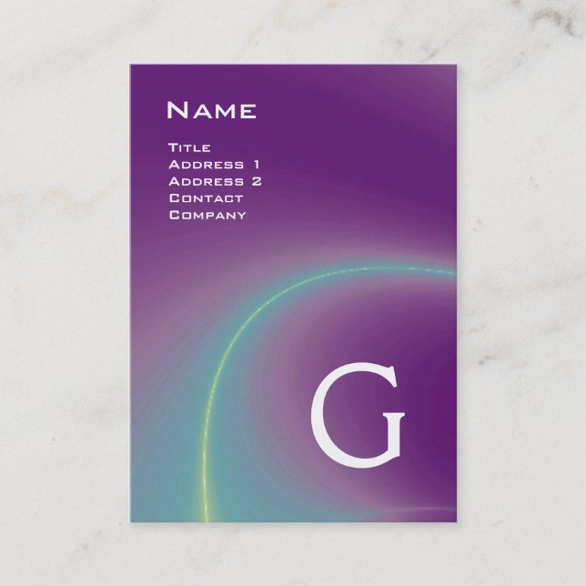 Tarjeta De Visita OLAS LUMINOSAS 2 MONOGRAMAS violeta y rosa (Anverso)