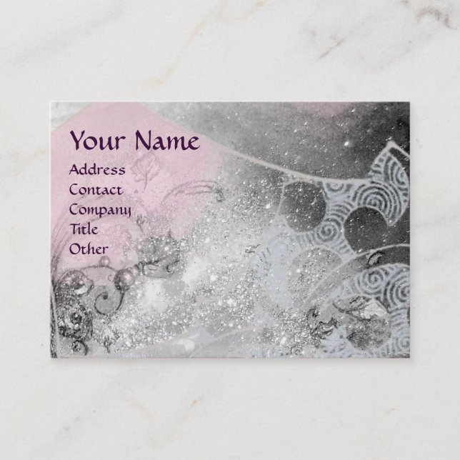 Tarjeta De Visita OLAS MONOGRAMA gris rosa y blanco (Anverso)