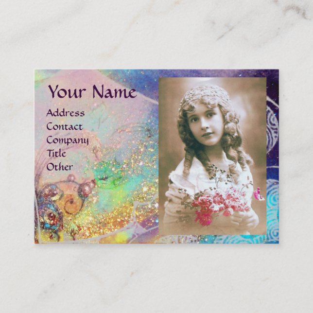 Tarjeta De Visita OLAS MONOGRAMA PLANTILLA DE FOTO rosa azul púrpura (Anverso)