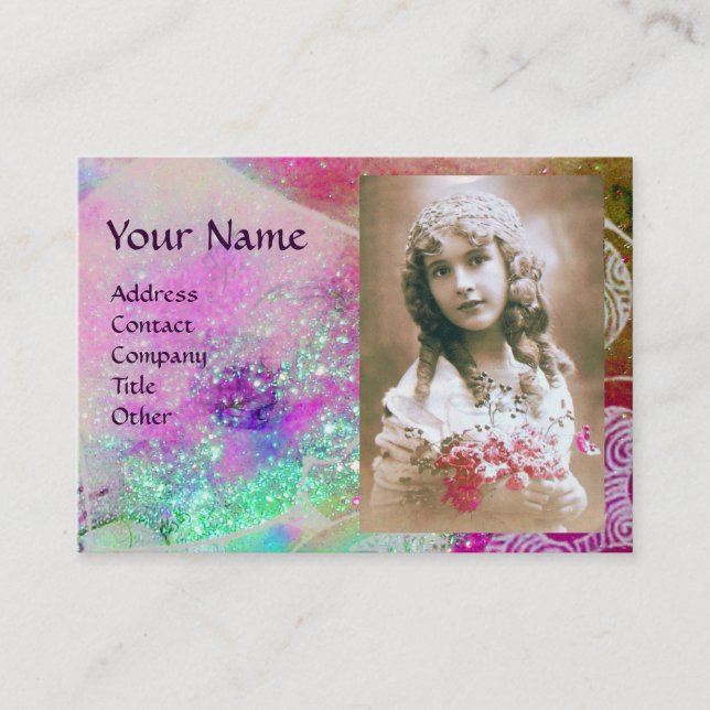 Tarjeta De Visita OLAS MONOGRAMA PLANTILLA DE FOTO rosa azul púrpura (Anverso)