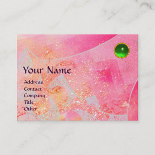 Tarjeta De Visita OLAS MONOGRAMAS EMERALD, azul verde rosa brillante
