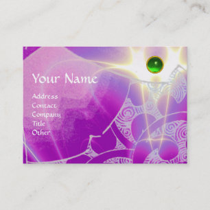 Tarjeta De Visita OLAS MONOGRAMAS EMERALD, verde violeta claro brill
