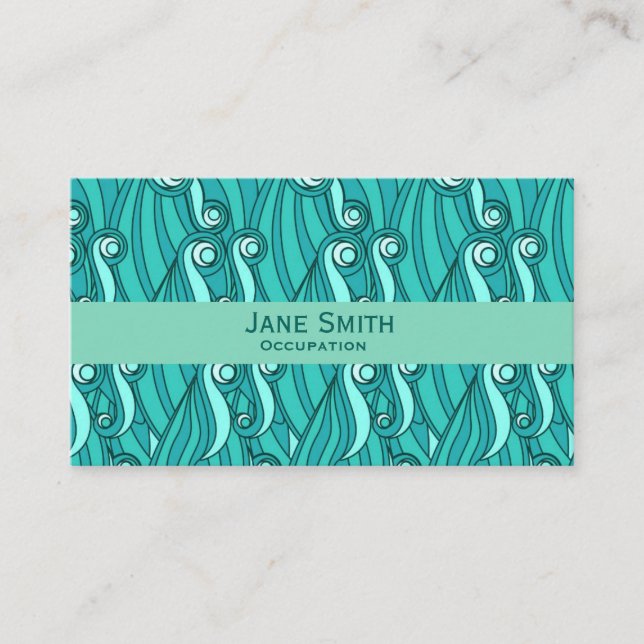 Tarjeta De Visita Olas oceánicas acuático patrón azul moderno (Anverso)