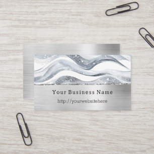 Tarjeta De Visita Olas plateadas llamativas rayas nombre de empresa